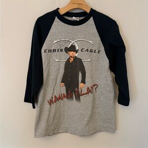 Chris Cagle autographed Wanna Play gray baseball tee concert tee. M
